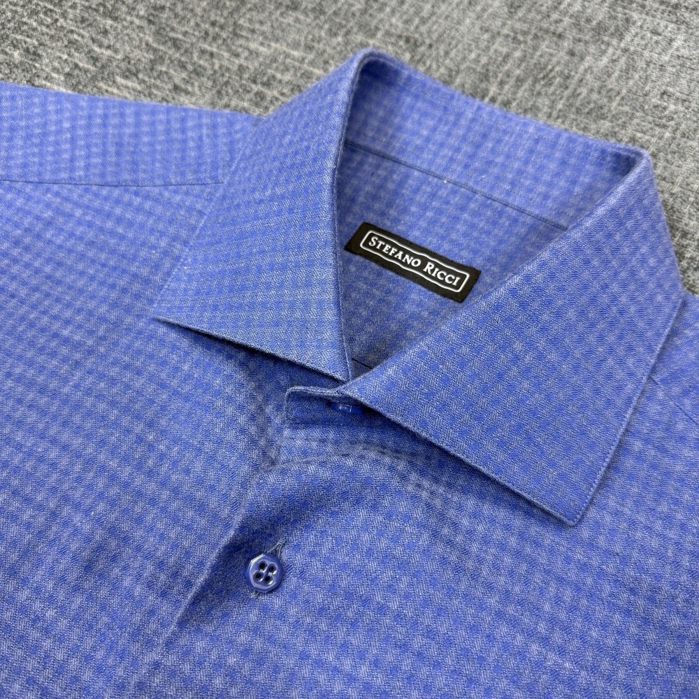 Stefano Ricci Blue Cashmere Blend Dress Shirt Italy 16.5/42 Luxury
